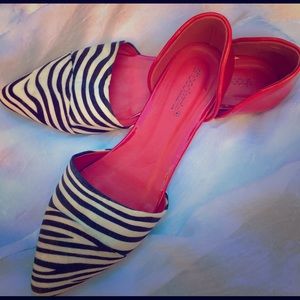 Zebra & Red Patent Flats
